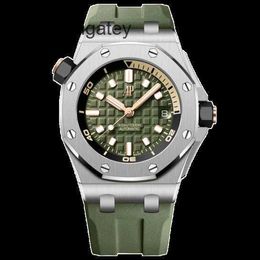 Ap Swiss Luxury Wrist Watches Epic Royal Oak Offshore Series Precision Steel Rubber Belt Automatic Machine 15720ST Used Luxury Watch 15720STOOA052CA01 Green P AW0A