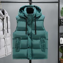 Men's Vests Autumn Winter Sleeveless Jackets For Men Hooded 2023 Brand Fashion Vest Casual Warm Padded Coats Plus Size