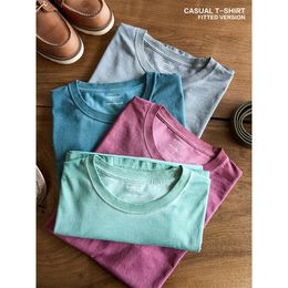 Mens TShirts Summer Autumn Washed Tshirts Men Vintage 100% Cotton Tops Plus Size Brand Clothing 230406