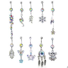 Navel & Bell Button Rings Ab10-001 Belly Navel Button Ring Mix 10 Styles Clear Ab Colours Pcs Frog Crown Dream Catcher Drop Delivery Je Dhzri