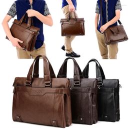 Briefcases Large Briefcase Bag For Man PU Leather Handbags Laptop 14 Shoulder Ita Business Office Messenger Portfolio Crossbody Male