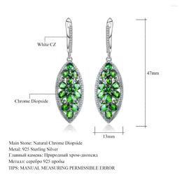 Hoop Earrings Genuine Real Jewels Fashion Natural Colour Treasure Diopside Luxurious Design Personalised S925 Sterling Silver