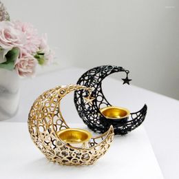Candle Holders Tealight Holder Eid Moon Shaped Collectible Tea Light Stand Rustproof Durable Dining Table Decorations For
