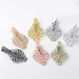 Hair Clips 10Pcs/lot Multi Colour Hollow Flower Hairpins Metal Clip Accessories For Diy Jewellery Making