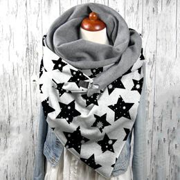 Scarves Winter Womens Warm Elegant Star Printed Thickened Square Outdoor Double Layer Buckle Scarf Shawl Women's Hijabs