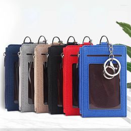 Card Holders Multi-card Slots Folding Business Holder Portable Zipper Coin Purse Student ID Work Tag Bus Case Keychain I.D.