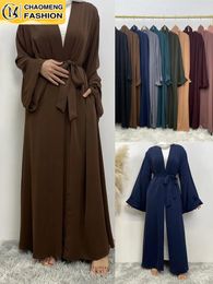 Ethnic Clothing Chaomeng Ramadan Simple Open Abaya Dubai Turkey Kaftan Muslim For Women Kimono Modest Robe Femme Caftan Marocain Islam