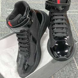 Americas Cup Xl Leather Sneakers Designer Men Patent Leather Shoes Mesh Nylon Runner Trainers Womans High Top Casual Shoes Outdoor Sport Shoe With Box NO53