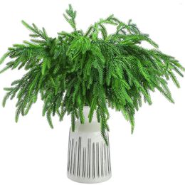 Decorative Flowers Norfolk Pine Branch Christmas Stems Greenery Simulated Needles For DIY Garland Wreath Home Garden Decoration