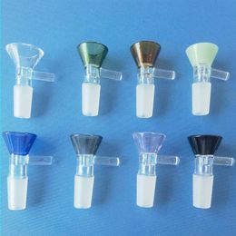 Smoking Glass Bowl Piece 14mm Male Joint Hookah Colourful Handle Nail Funnel Thick Bowls For Water Bong Dab Oil Rigs Lcama