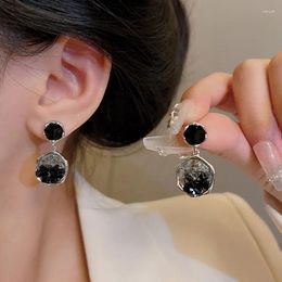 Dangle Earrings 2023 Fashion Light Luxury Premium Sense Earstuds Geometric Black Design Metal Gothic Jewellery