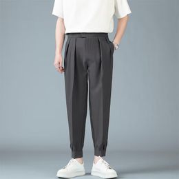 Men's Pants Pleated men's casual harem pants Japanese style fashionable loose fitting pants Harajuku men's feet solid Colour youth street clothing 230407