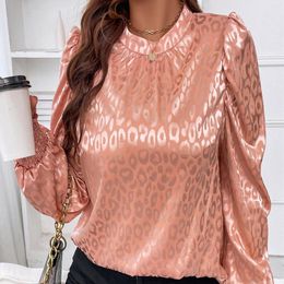 Women's Blouses Leopard Print Bronzing Blouse Puff Sleeve Solid Colour Women Tops And Women's Blusas Female Clothing