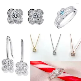 Cluster Rings France Paris Luxury Fashion 925 Silver CHANCE OF LOVE Flower Ring Women's Jewellery Classic Gift Set Necklace Earrings Bracelet