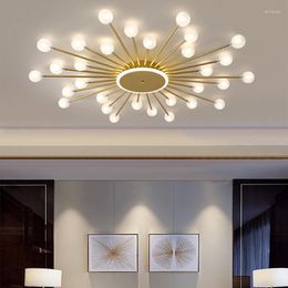 Ceiling Lights Multiple Heads Black Chandelier Lamp For Dinning Living Study Room Bedroom Glass Ball Lampshade LED Lighting Fixtures