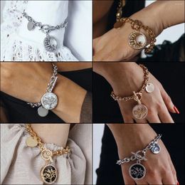 Charm Bracelets Bijoux Femme 18pcs Colours In Geometric Thick Chain OT Buckle Bracelet Jewellery For Women Valentines Day Gift Pulseras Mujer