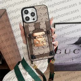 Phone Case Card Holder Designer iPhone case For iPhone 15 Pro Max Cases Apple 14 Pro Max 13 12 15 Plus 14 Plus Cellphone Cases Crossbody Mobile Cover Shoulder Strap