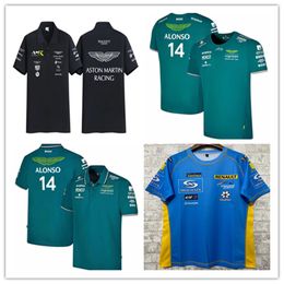 Mens T-shirts Aston Martin Jersey T-shirt Amf1 Polos Official Fernando Alonso Formula 1 Racing Suit F1 Shirt Polo Moto Motorcyc Tees