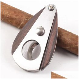 Cigar Accessories Wooden Stainless Steel Cigar Cutter Accessories Fan Cut Scissors Smoking Gift Set Tools Pliers Drop Delivery Home Ga Dhgba
