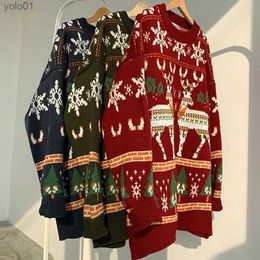 Women's Sweaters Men's Christmas Sweater Knitted Round Neck 3D Print Pullover New Year Loose Lovely Turtleneck Sweater for Autumn Winter L231107