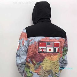 Designer-fashion Clothing Women World Map Reflective Jacket Men Outerwear Winter Coat Asian Size M-xxl