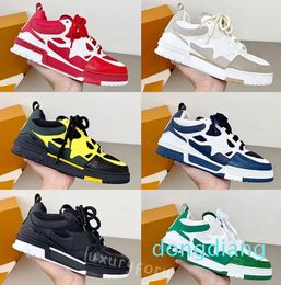 Designer Sneakers Men Shoes Genuine Leather Rubber Platform Trainers Multicolor Lace-up Skate Shoes outdoor Casual Flat Shoe