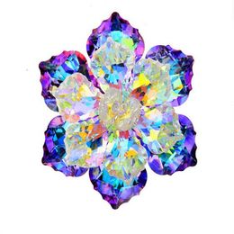 Shining Glass Flower Brooches For Women 14-color Beauty Office Party Brooch Pin New Year Gifts GC2020