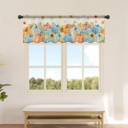 Curtain Thanksgiving Pumpkin Sunflower Maple Sheer Curtains For Kitchen Cafe Half Short Tulle Window Valance Home Decor