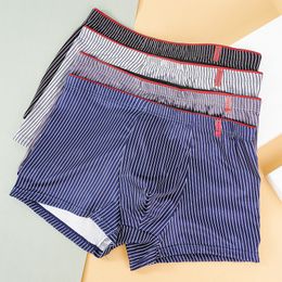 Underpants 4 men's boxing shorts underwear sexy striped underwear men's underwear 230407