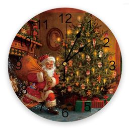 Wall Clocks Christmas Santa Giving Gifts Round Clock Creative Home Decor Living Room Quartz Needle Hanging Watch