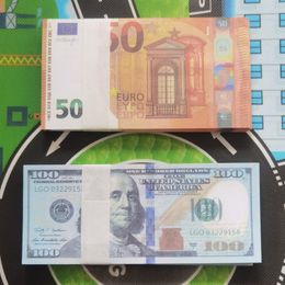Novelty Games 100PCS Set Fun Euro Banknotes 10 20 50 100 Banknote Bills Xmas Year Party Gift Souvenirs 230406