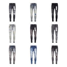 New Men Jeans Hole Light Blue Dark Grey Italy Brand Man Long Pants Trousers Streetwear denim Skinny Slim Straight Biker Top quality 29-40