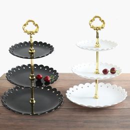 Dishes Plates 3 Tiers Cake Tray Holiday Party Stand Fruit Plate Dessert Candy Dish Selfhelp Display Home Table Decoration Trays 230406