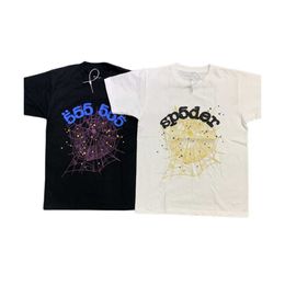 Fashion Sp5der 555555 Mens T-shirt Designer t Shirt Angel Foam Printing Number Men Women 1 Best Quality Spider Web Pattern Glitter with Lettering