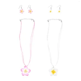 Necklace Earrings Set 2 Sets Water Drop Hawaiian Accessories Miss Flower Alloy Plumeria