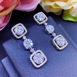 Valuable White Gold Filled Earring Lab Diamond Party Wedding Drop Earrings for Women Bridal Engagment Promise Jewelry