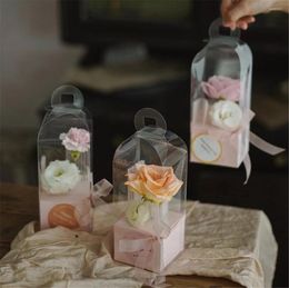 Gift Wrap 10Pcs Rose Flower Transparent Pvc Box Lighthouse Portable Arrangement Packaging Valentine Bouquet