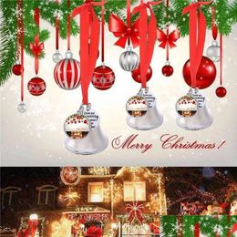 Christmas Decorations Tree Pendant Sublimation Love Bell Pendants Decor Car Figurines Miniatures Wind Chimes Drop D Dhwv5