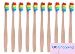 quality Wood Rainbow Toothbrush Bamboo Environmentally ToothBrush Bamboo Fibre Wooden Handle Tooth brush Whitening Rainbow 5 colors