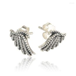 Stud Earrings Pave Wing Clear CZ 2023 Christmas Gift Sterling Silver Jewellery For Woman Party Making