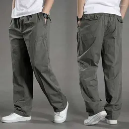 Men's Pants Mens Casual Cargo Cotton Men Pocket Loose Straight Elastic Work Trousers Brand Fit Joggers Male Oversized