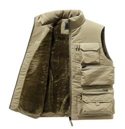 Men's Vests Fashion Many Pocket Jacket Men Winter Sleeveless Jackets Keep Warm Fleece Work Slim Fit Windbreaker