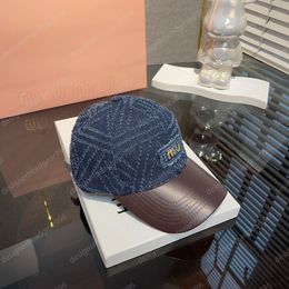 Luxury Hat Casquette Fitted Caps Baseball Hat Men Women Leather And Denim Paneled Baseball Cap Can Be Worn In All Seasons Sports Cap Hats Designers Women Men