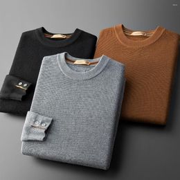 Men's Sweaters JSBD All-wool Sweater Colour Matching Undershirt Autumn Winter Warm Round Neck Wool