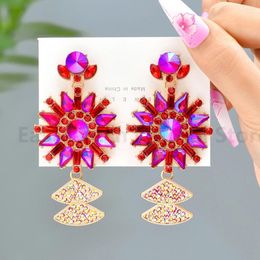 Dangle Earrings Creative Design Sunflower Sparkly Crystal Large Drop For Women Trendy Vintage Pendant Party Jewellery