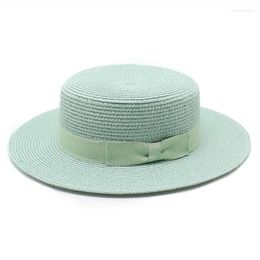 Berets Panama Hat Summer Sun Hats For Women Man Beach Straw Jazz Caps Ribbon Bow Casual UV Protection Female Visors Fedora