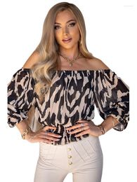 Women's Blouses Summer Flared Bell Sleeve T Shirt Cotton Long Women Work Womens Polka Printed Off The Shoulder Tops