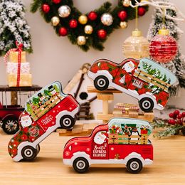 New Christmas decorations Creative Car candy box Tinplate Christmas gift box Children gift car toy box decoration