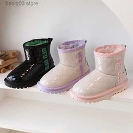 Boots Snow Boots for Girls Winter 2022 Children cotton boots with velvet and thick warm candy transparent ankle boots T231107