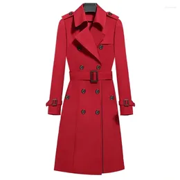 Women's Trench Coats Fashion Ladies Mid-Length Coat Autumn Temperament Slim Belt Retro Low Lapel Jacket Top Streetwear For Women